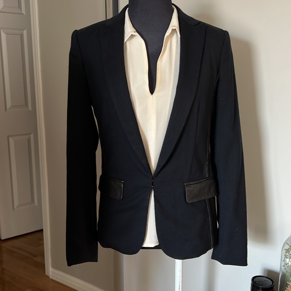 Rag & Bone wool blazer with leather trim size 0